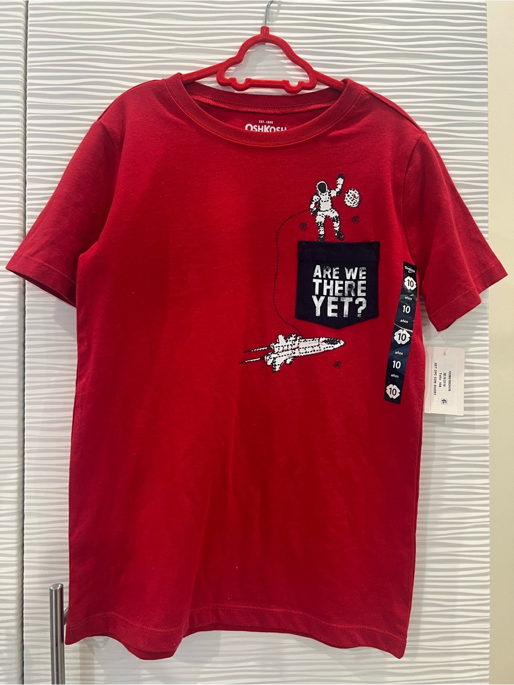 OshKosh Red Short-Sleeve Space Graphic Tee with Pocket